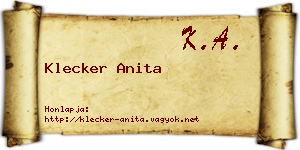 Klecker Anita névjegykártya