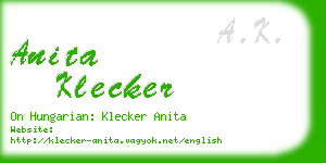 anita klecker business card